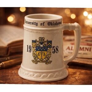 Vintage 1958 University of Oklahoma Stein Mug NCAA Alumni Collectible 5.75"